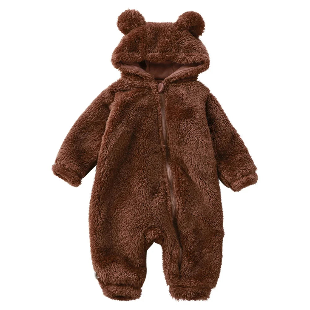 Cute Cartoon Bear Baby Pajamas Zipper Romper for Infants 0-24M