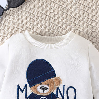 Casual Cartoon Bear Outfit for Infants 3-24 Months