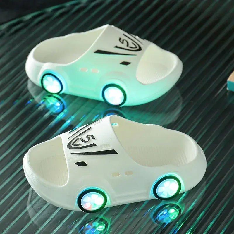 Car-Shaped Luminous Slippers for Kids - Cute Bathroom Shoes