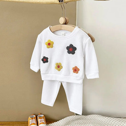 Floral Sweatshirt and Pants Set for Newborn Babies