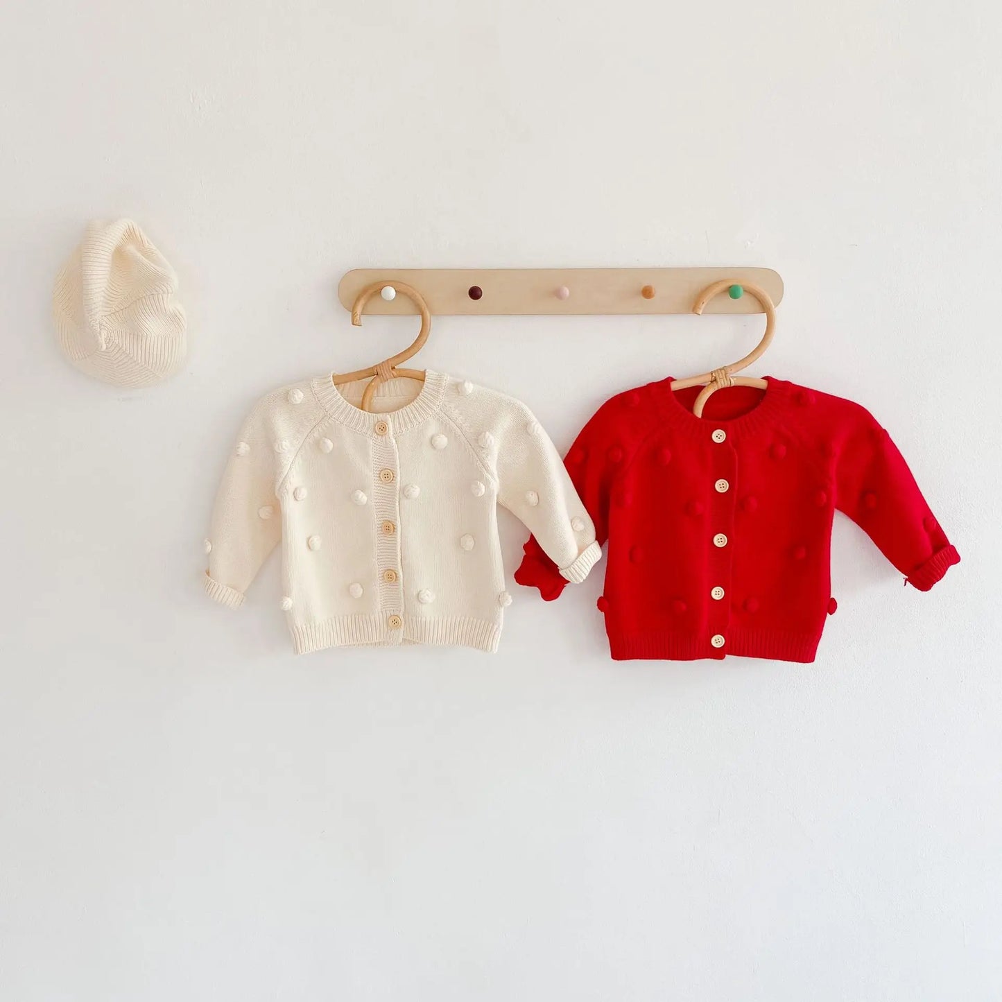 Unisex Pom Pom Knit Cardigan for Infants and Toddlers