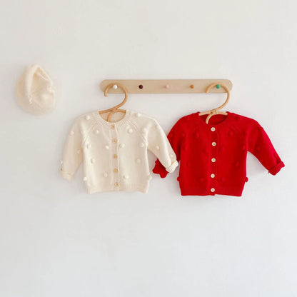 Unisex Pom Pom Knit Cardigan for Infants and Toddlers
