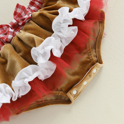 Newborn Baby Girl Gingerbread Christmas Romper & Headband Set