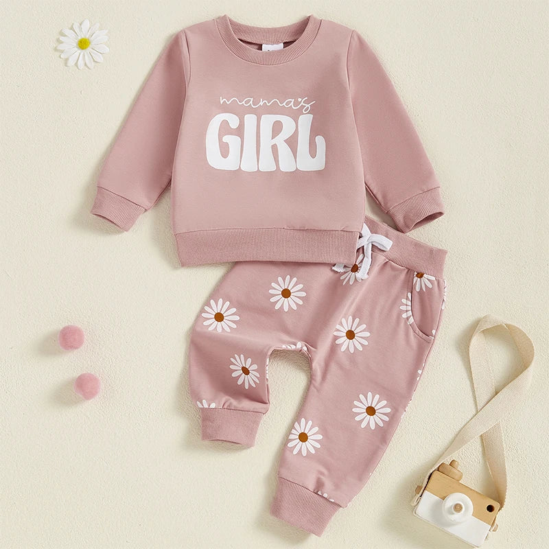 Baby Girl 2PCS Outfit Set - Long Sleeve Sweatshirt & Pants