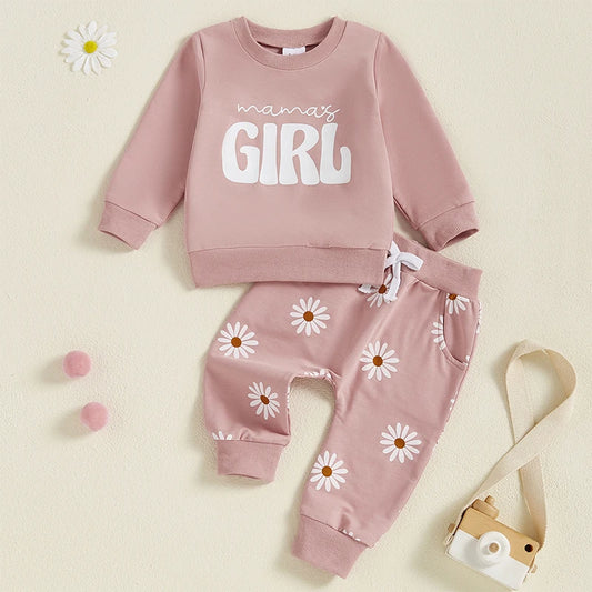 Baby Girl 2PCS Outfit Set - Long Sleeve Sweatshirt & Pants