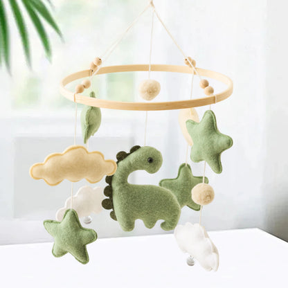 Wooden Baby Crib Mobile with Soft Felt Animal Toys