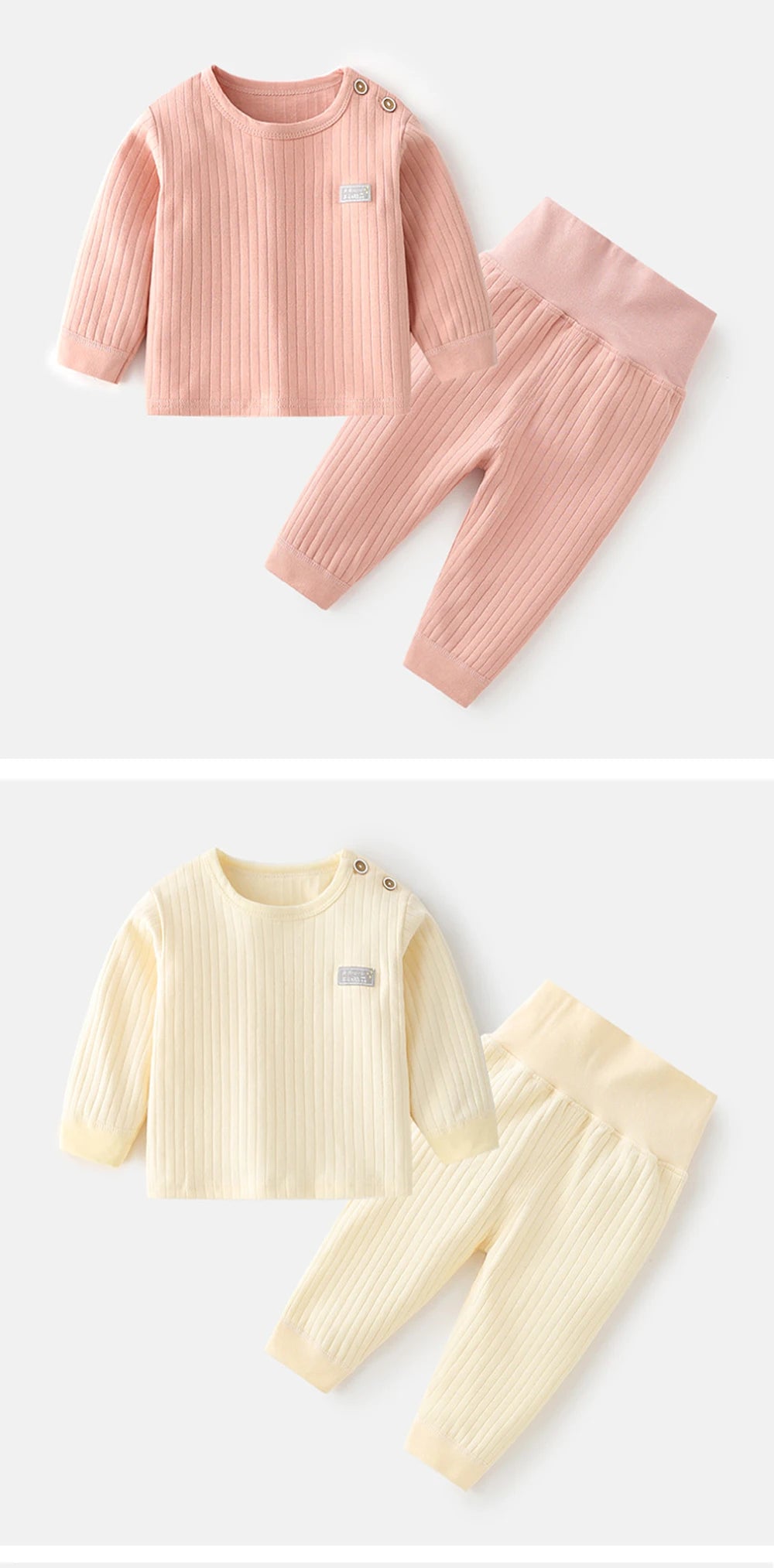 Thermal Pajama Set for Baby Boys and Girls in Candy Colors