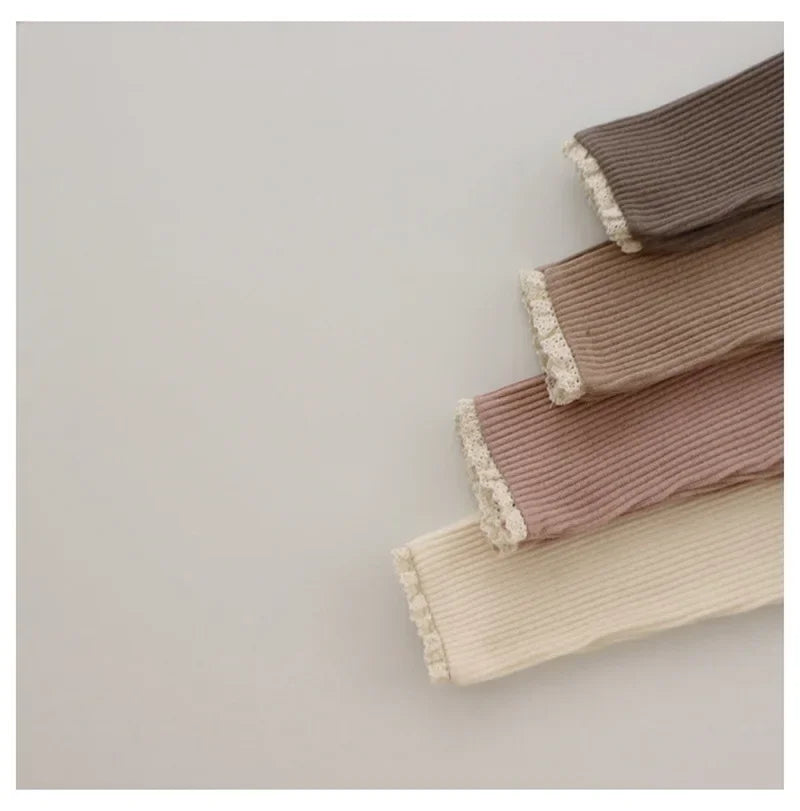 Ribbed Lace Leggings for Toddler Girls and Boys