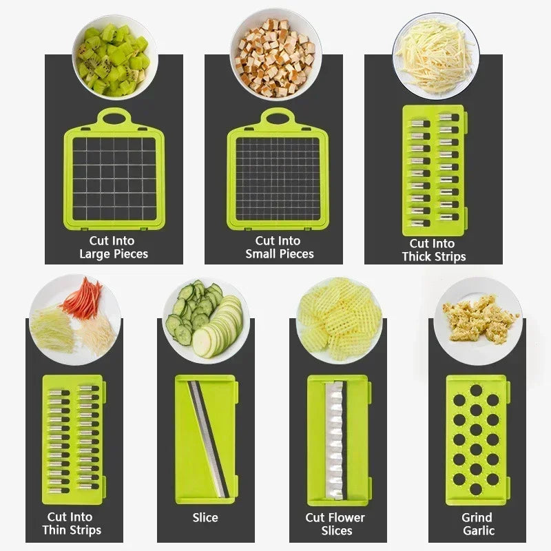 Multifunctional Vegetable Chopper 14-in-1 - Slicer, Dicer, Grater for Kitchen