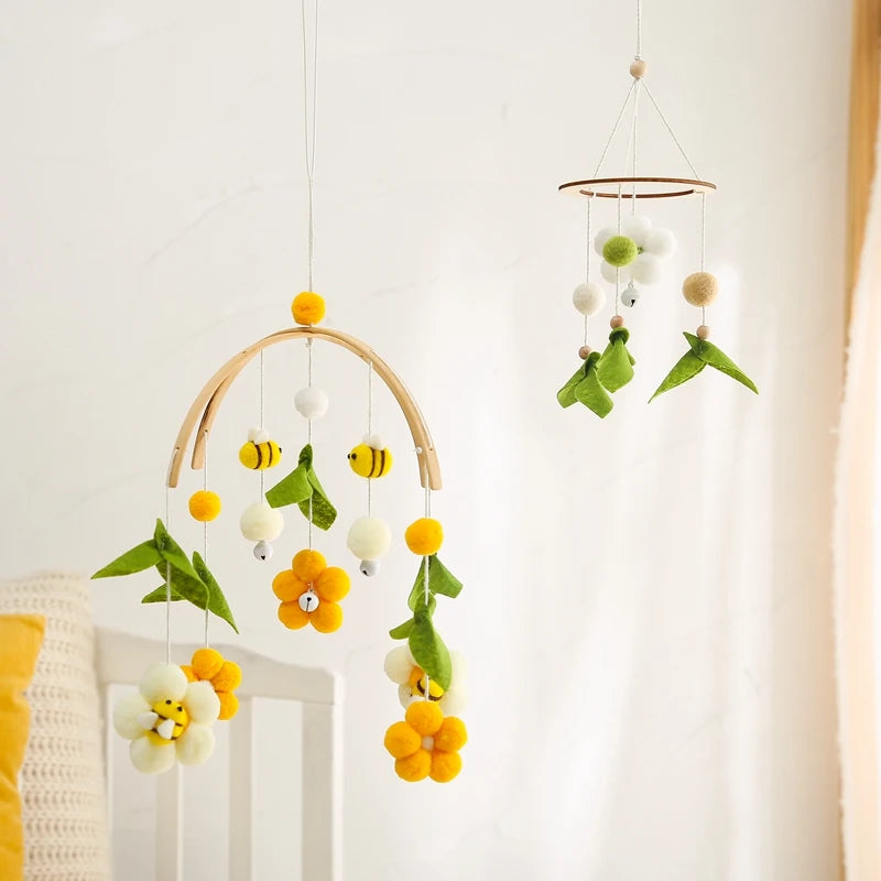 Baby Crib Mobile Rattles with Cartoon Bee for Nursery Decor