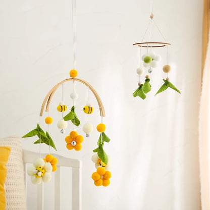 Baby Crib Mobile Rattles with Cartoon Bee for Nursery Decor