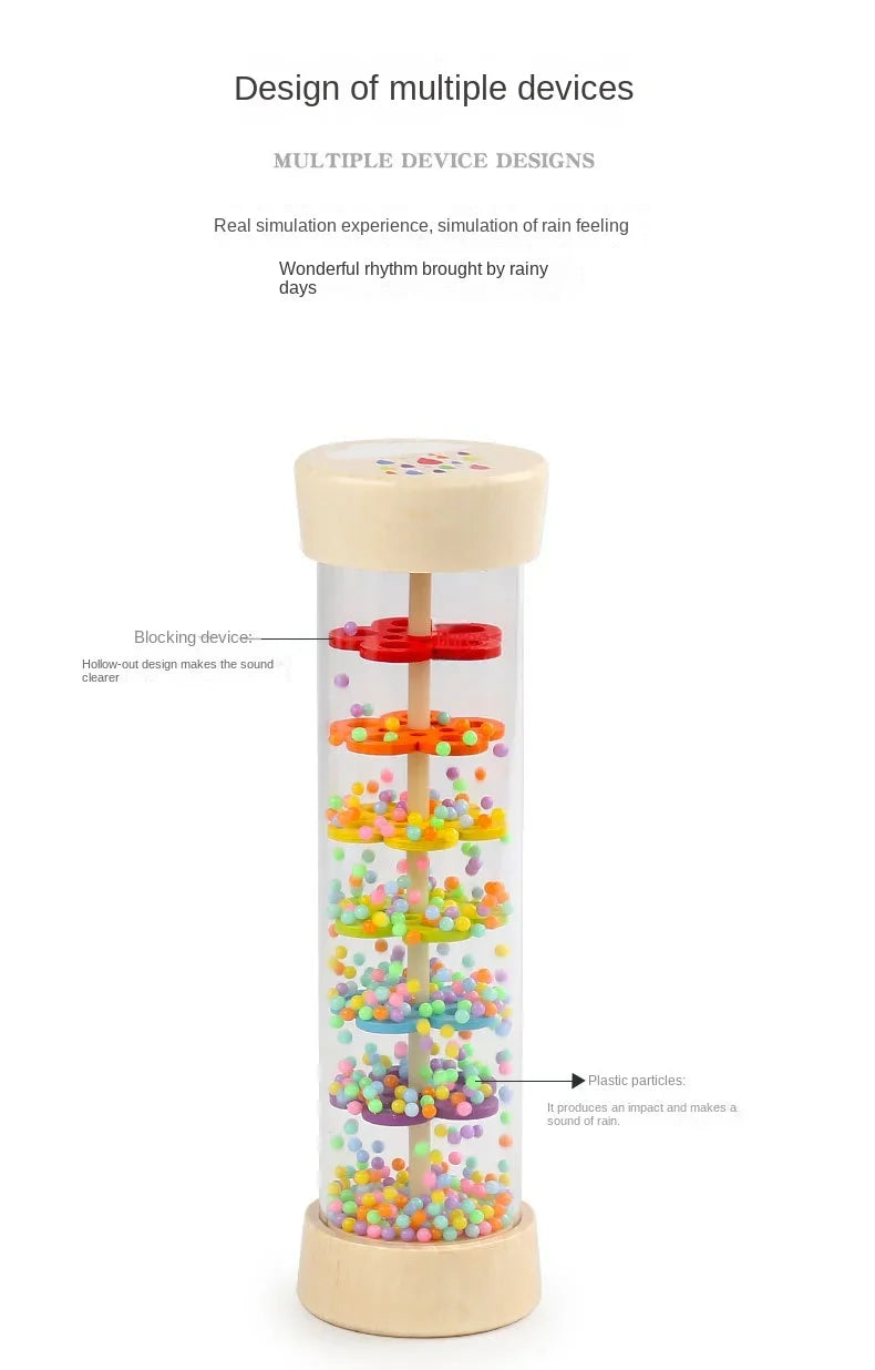Wooden Rain Sound Pipe Toy for Early Educational Play