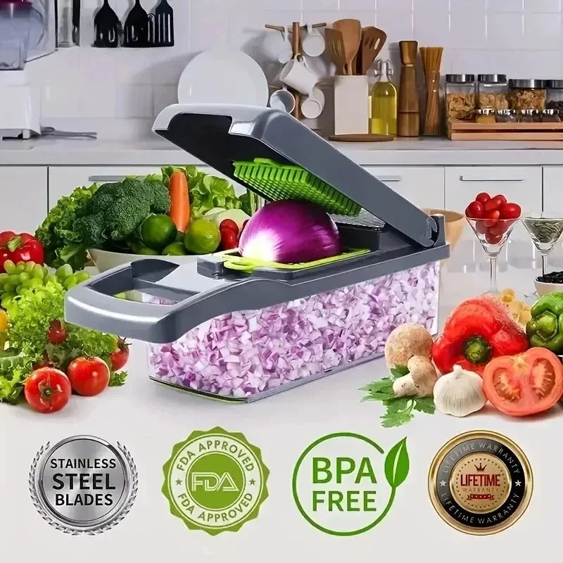 Multifunctional Vegetable Chopper 14-in-1 - Slicer, Dicer, Grater for Kitchen