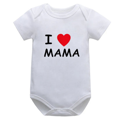 Cotton Short Sleeve I Love Mom & Dad Baby Romper
