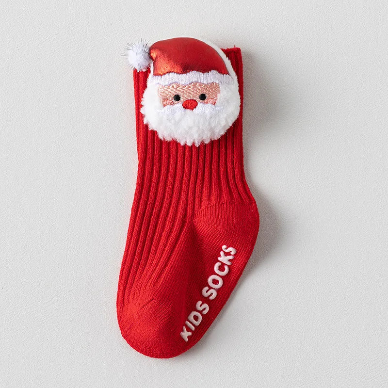 Toddler Christmas Anti-Slip Socks with Santa Design, 0-3 Years