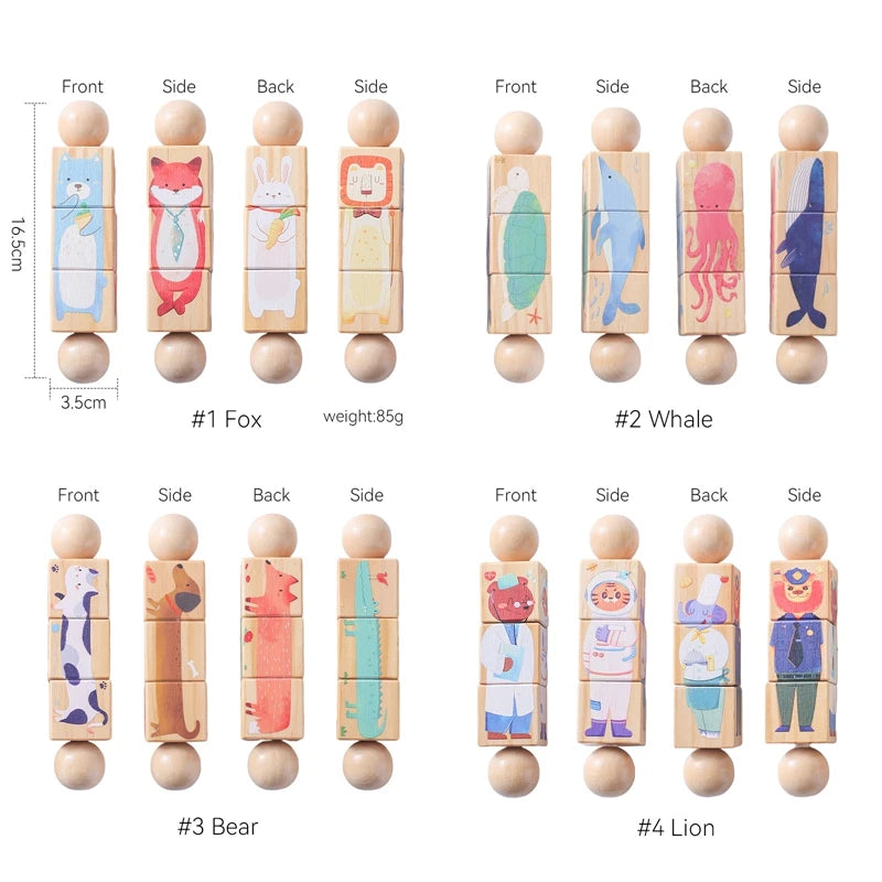 Wooden Montessori Musical Rattle Hand Bell for Babies