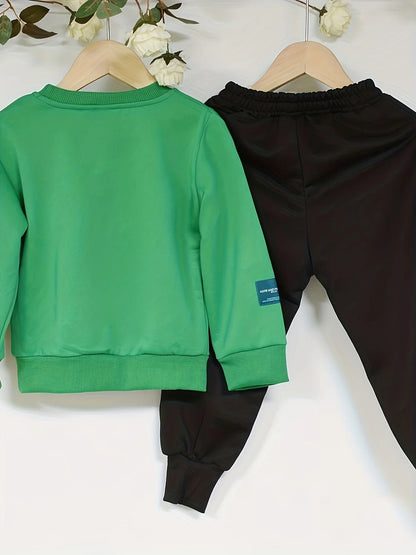 Boys' Two-Piece Sweatshirt and Pants Set for Fall and Spring