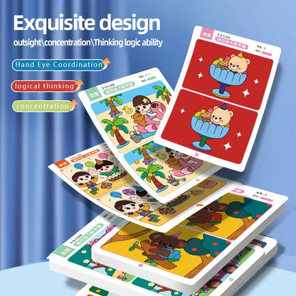 64pcs Montessori Educational Game Cards for Kids' Focus Training