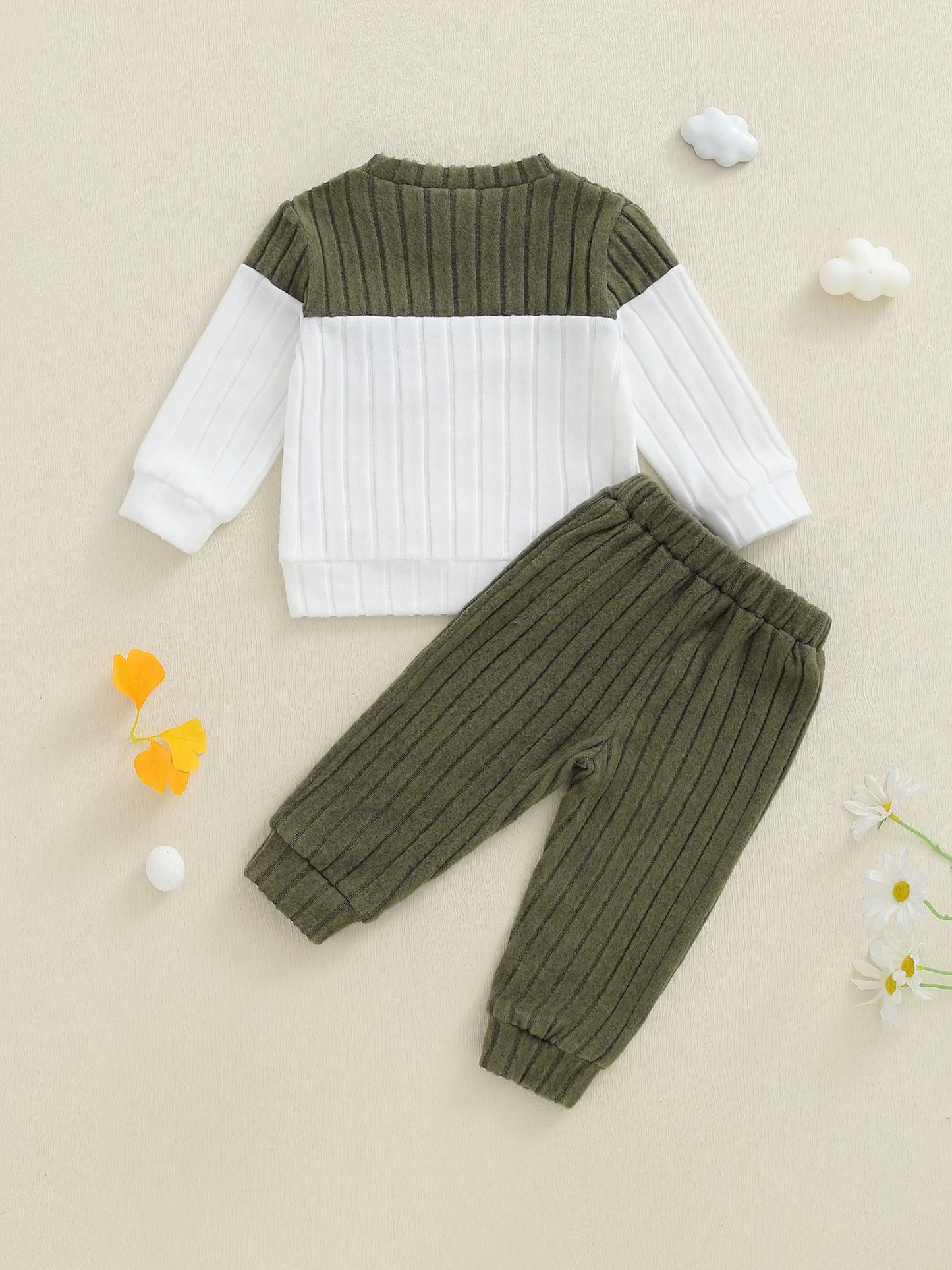 Toddler Boys Plush Pullover and Pants 2-Piece Winter Set