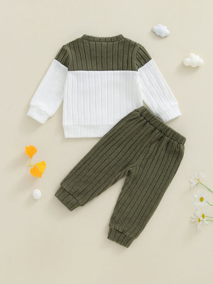 Toddler Boys Plush Pullover and Pants 2-Piece Winter Set