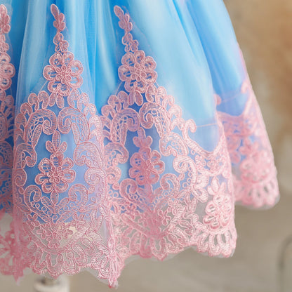 Floral Embroidery Lace Baby Dress for Girls 0-5T