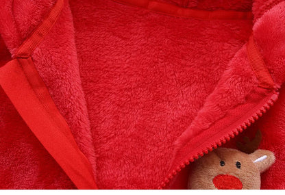 Newborn Fleece Christmas Elk Jumpsuit for Infants