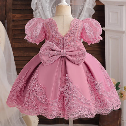 Floral Embroidery Lace Baby Dress for Girls 0-5T