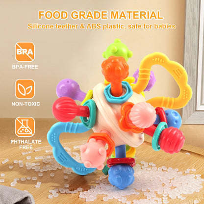 Soft Silicone Baby Rattle Ball for Infants 0-12 Months