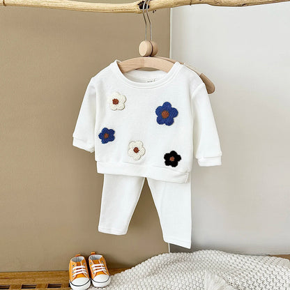 Floral Sweatshirt and Pants Set for Newborn Babies