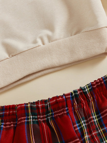 Infant Boys Christmas Sweatshirt & Plaid Pants Set 0-3Y