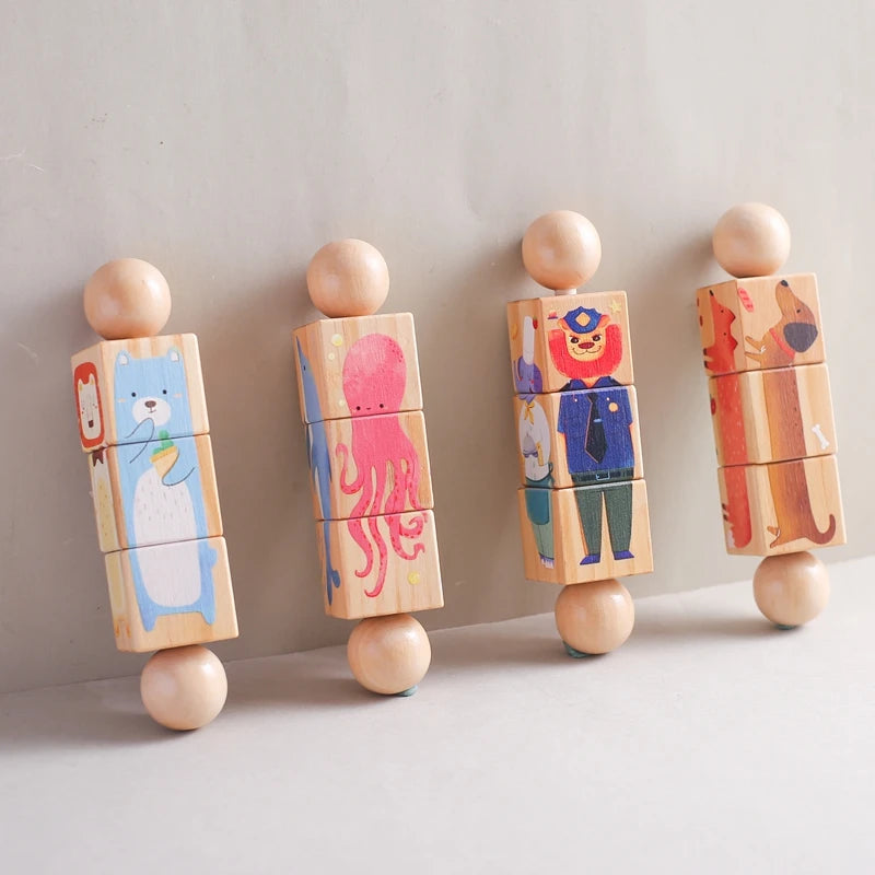 Wooden Montessori Musical Rattle Hand Bell for Babies