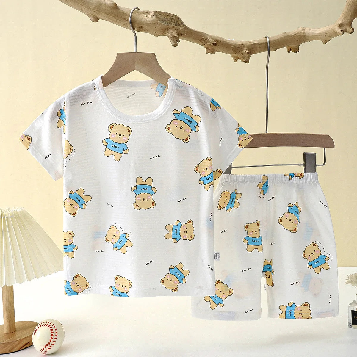 Cute Cartoon Baby Pajama Set - Short Sleeve Sleepwear
