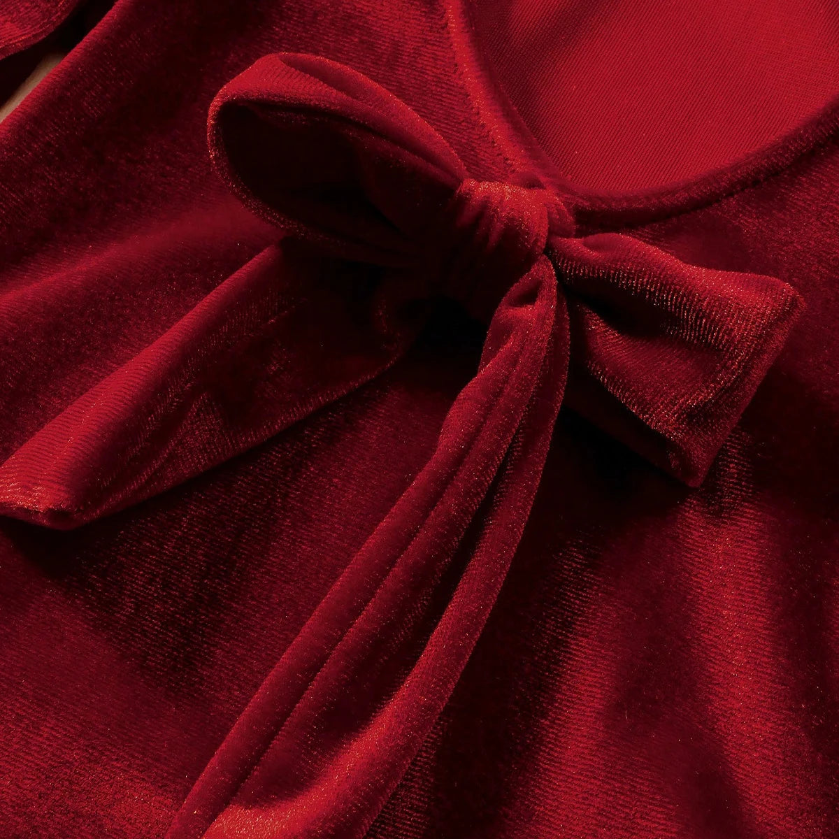 Newborn Baby Girl Burgundy Velvet Christmas Romper Set