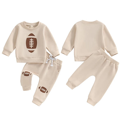 Toddler Football Print Sweatshirt and Pants Set for Kids