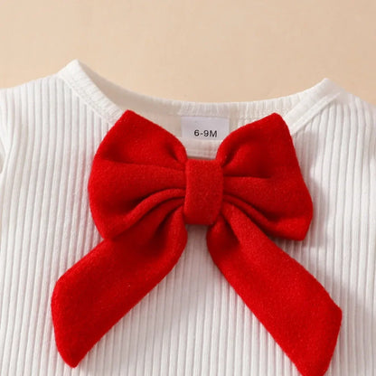 Toddler Girls Christmas Outfit Set with Bow Top and Skirt