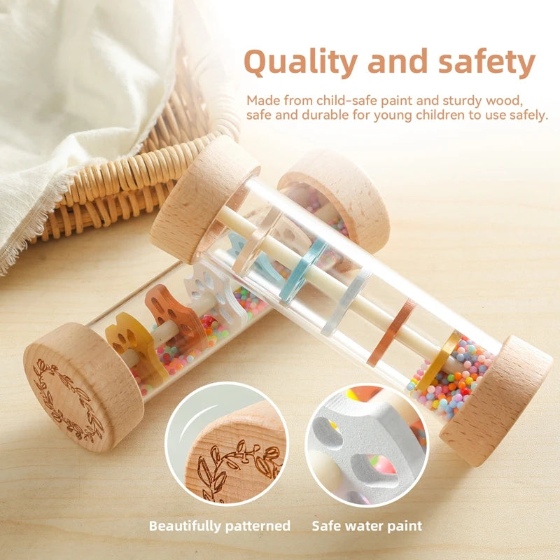 Montessori Rain Stick Rattle - Sensory Toy for Babies