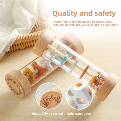 Montessori Rain Stick Rattle - Sensory Toy for Babies