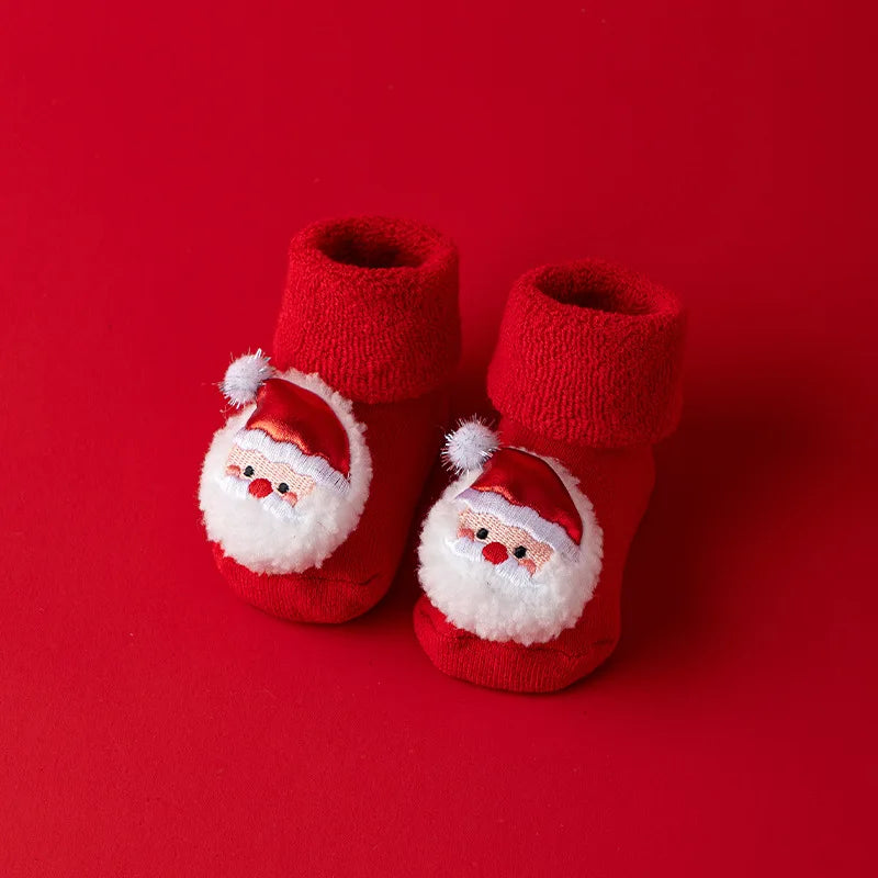 Cotton Baby Socks for Infants - Warm Christmas Slippers 0-3Y