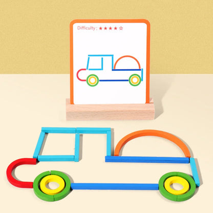 Wooden Sticks and Rings Puzzle for Early Childhood Learning