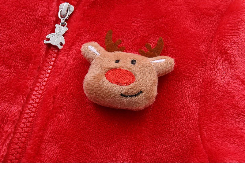 Newborn Fleece Christmas Elk Jumpsuit for Infants