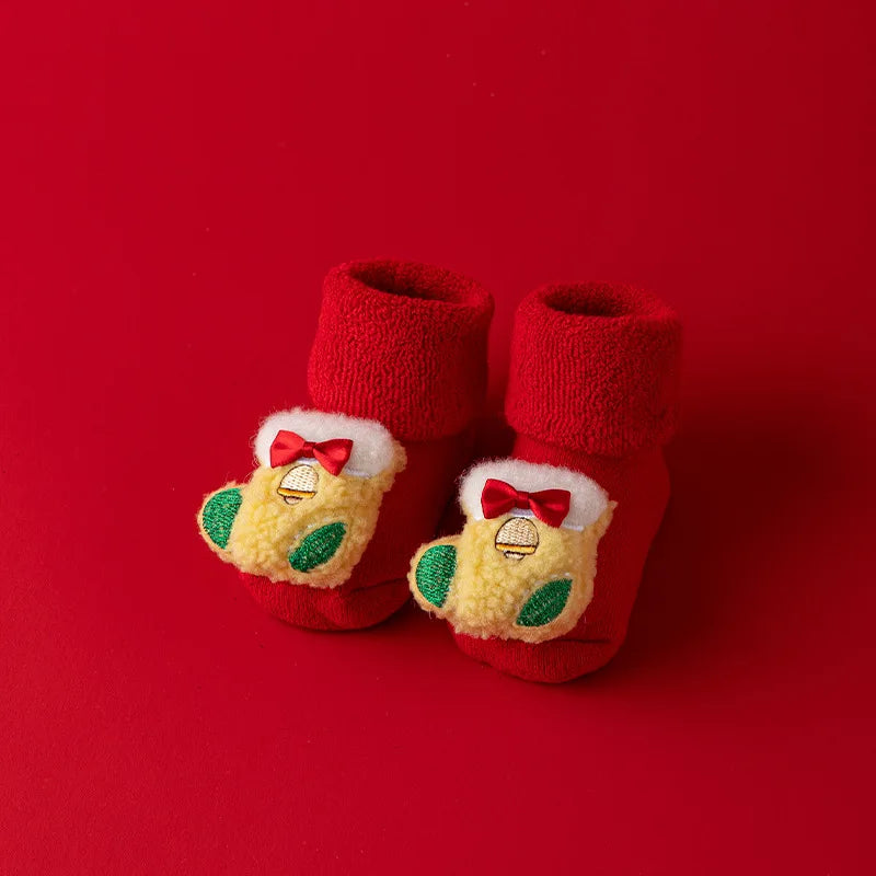 Cotton Baby Socks for Infants - Warm Christmas Slippers 0-3Y