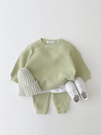 Toddler Boys' Waffle Cotton Sweatshirt and Pants Set