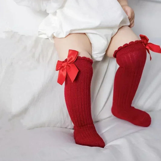 Red Bow Tie Knee High Socks for Infants and Toddlers