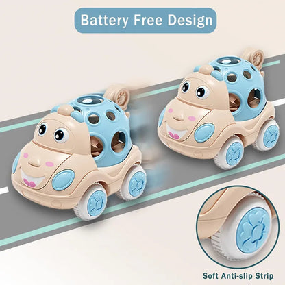 Soft Rubber Push and Go Cars for Infants 6-12 Months