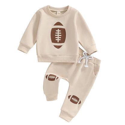 Toddler Football Print Sweatshirt and Pants Set for Kids