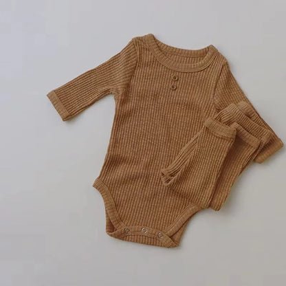 Cotton Long Sleeve Bodysuit and Leggings Set for Newborns