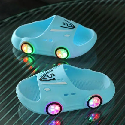 Car-Shaped Luminous Slippers for Kids - Cute Bathroom Shoes