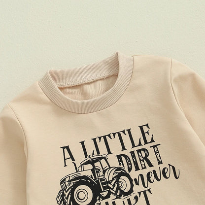 Toddler Boys Tractor Print Sweatshirt and Pants Outfit Set