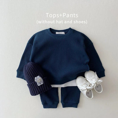 Toddler Boys' Waffle Cotton Sweatshirt and Pants Set