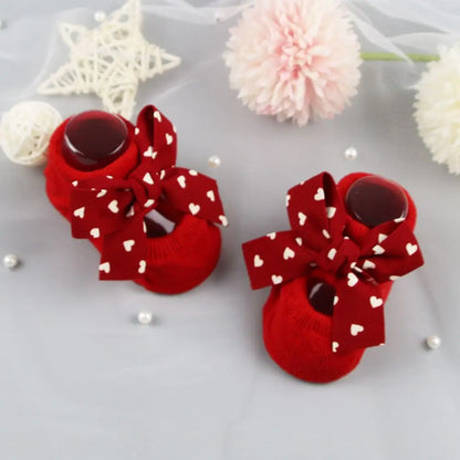 Newborn Baby Headband and Anti-Slip Bow Socks Set